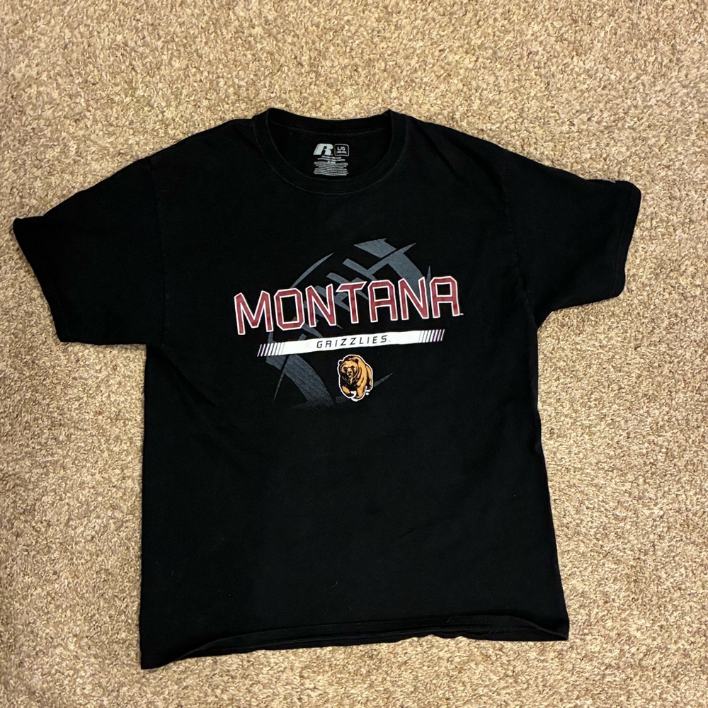 University‎ of Montana Grizzlies T-Shirt Russell Athletic Men's Large Black NCAA